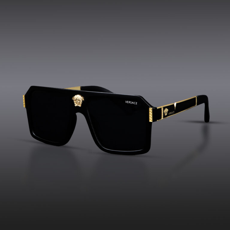 Versace Shield Square Gold Sunglasses for Both (Premium Quality) (Matte Black) - Cash on Delivery