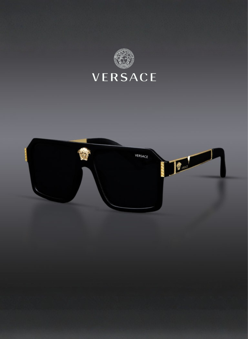Versace Shield Square Gold Sunglasses for Both (Premium Quality) (Matte Black) - Cash on Delivery