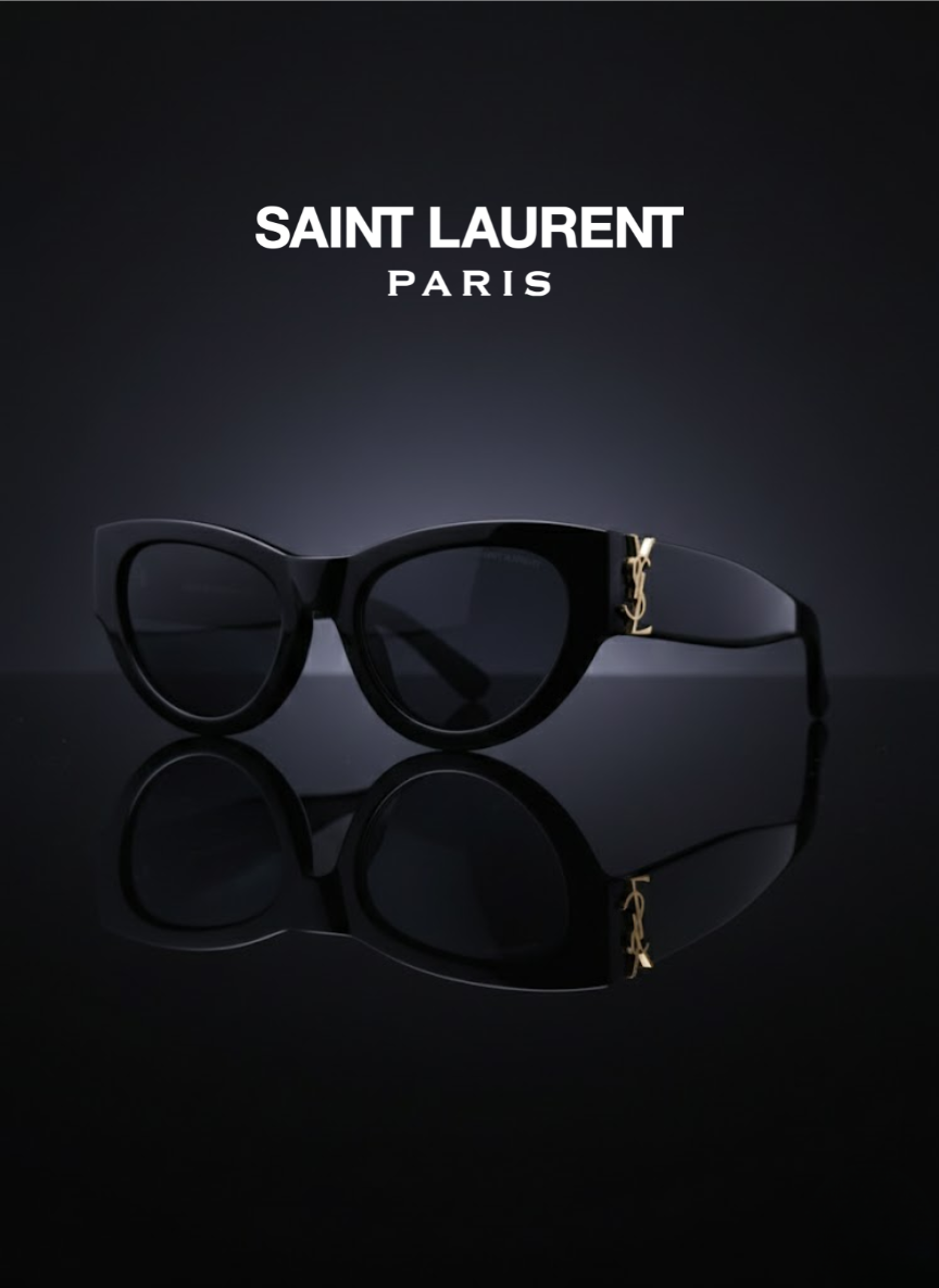 YSL Saint Laurent Cat-Eye Rim Sunglasses in Black and Gold for Her (Premium Quality) - Cash on Delivery