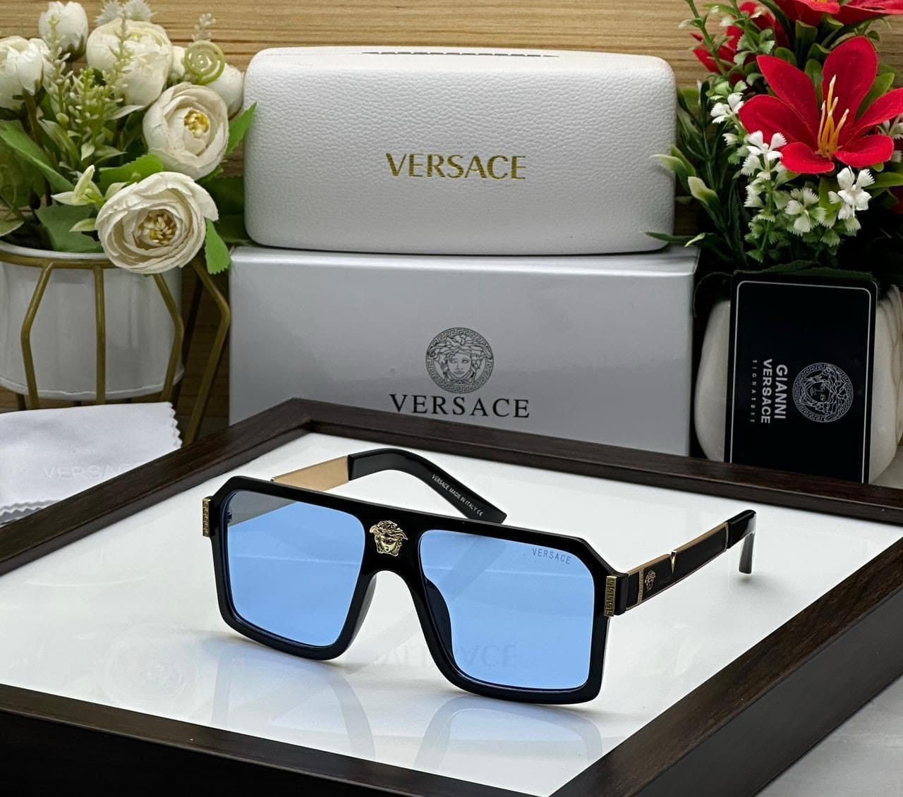 Versace Shield Square Gold Sunglasses for Both (Premium Quality) (Matte Black) - Cash on Delivery
